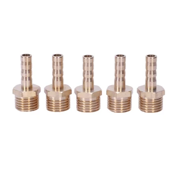

5 Pcs 6mm Male Thread to 6mm Hose Barb Brass Straight Coupling Fitting