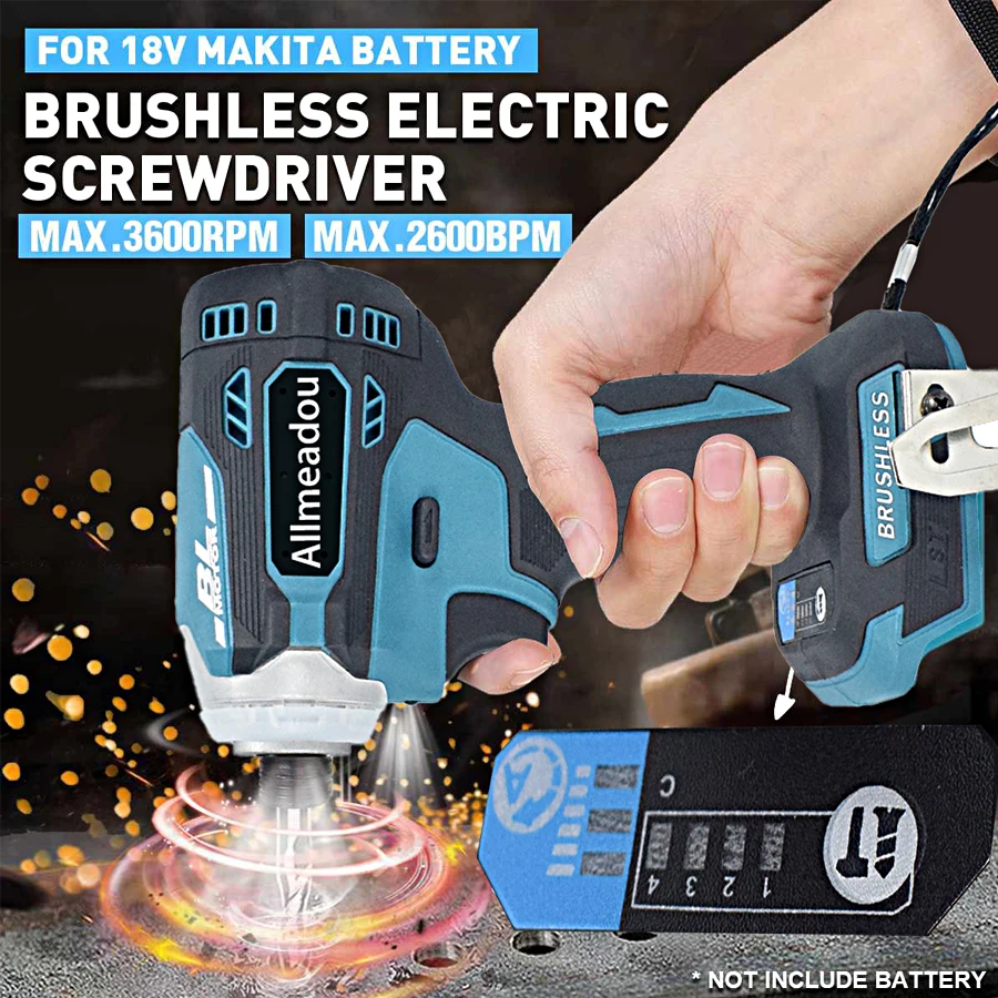Brushless Cordless Rechargable Electric Screwdriver Impact Wrench High-speed Drill Driver + 3 LED Light For Makita Battery electric impact wrench,impact wrench,electric screwdriver,impact driver,cordless electric wrench,cordless electric hammer drill