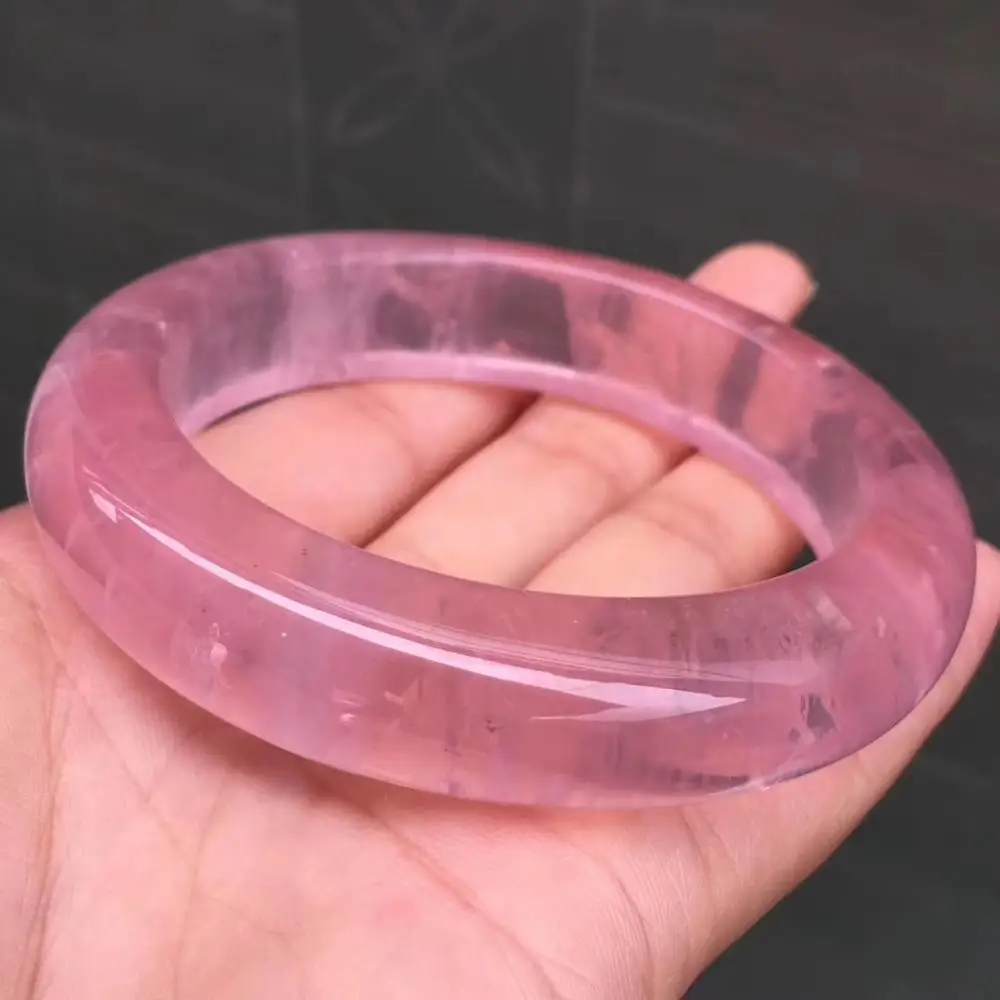 

Genuine Natural Rose Quartz Pink Crystal Bangle Beads Bracelet 15x11mm Woman Mozambique Inner Diameter 58mm AAAAAA
