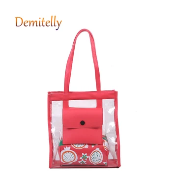 

New Lady Candy Color Handbag Fruit Decoration Transparent One Shoulder Crossbody Bag Women's Tote Bag Crossbody Bag Wallet