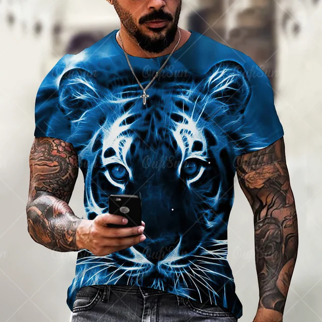 Fashion Trend 3D printing Tiger Men  T-Shirt Casual O-Neck Summer Selling Short Sleeve Oversized T-Shirt Comfortable StreetTops OFSM-00867