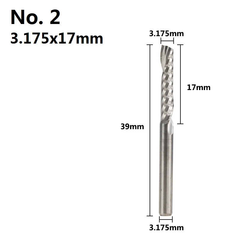 10 шт. 3,175 мм хвостовик 1 Флейта концевая фреза 17 20 22 мм длина резки ЧПУ фреза спиральная Концевая фреза - Длина режущей кромки: 10pcs 3.175mmX17mm