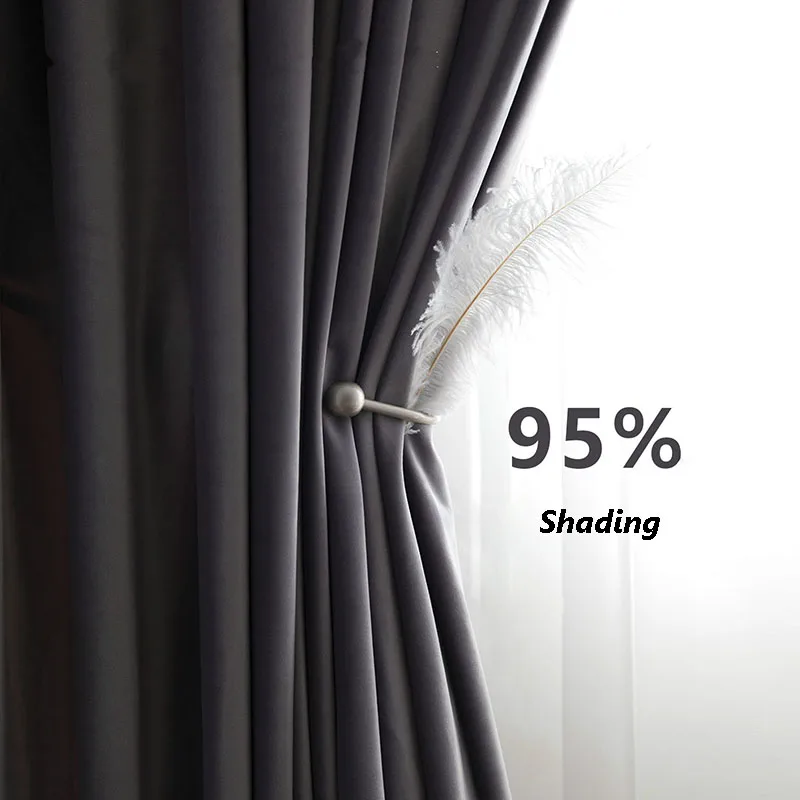 

Modern Nodic Black Out Curtains 95% High Shading Thicken Velour Fabric Living Room Finished Customized Draped