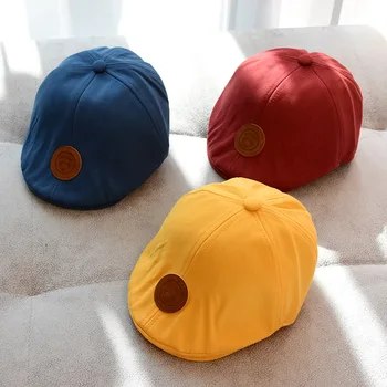 

2020 New Children's hat spring label cotton hat boy and girl baby summer Korean children's berets autumn travel sun hat beanies