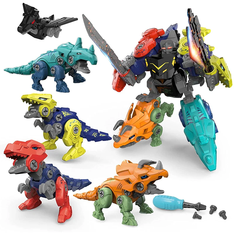 Dinosaur Building Construction Toys Transform Into Robot Set Learning Educational Kit for Kids Boys Birthday Toy Gift | Дом и сад