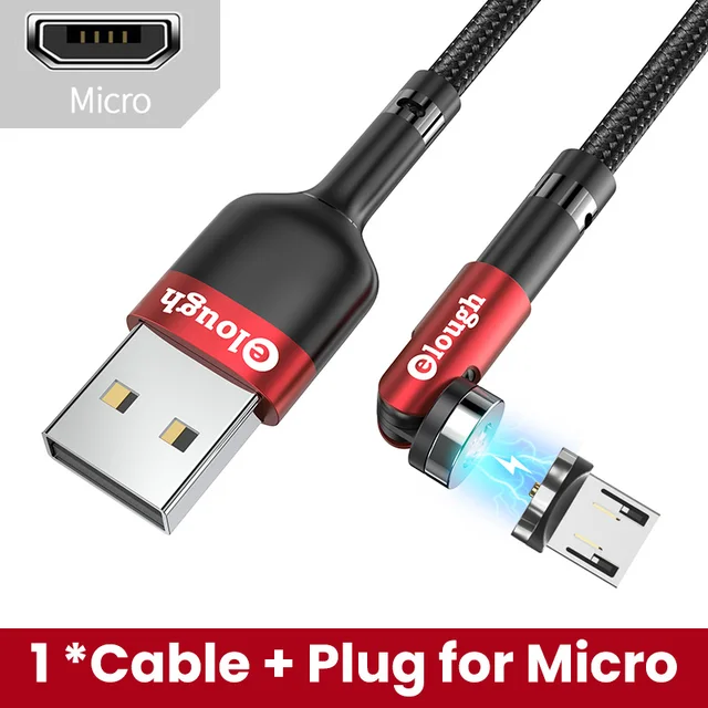 Elough 540 Rotate Magnetic Cable Fast Charging Magnet Charger Micro USB C Type C Cable For iPhone Xiaomi Mobile Phone Wire Cord Red Micro Cable