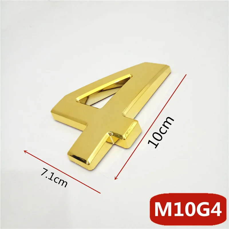 Gold 3D Large House and Mailbox Number Stickers - 10cm Modern Address Door Plate