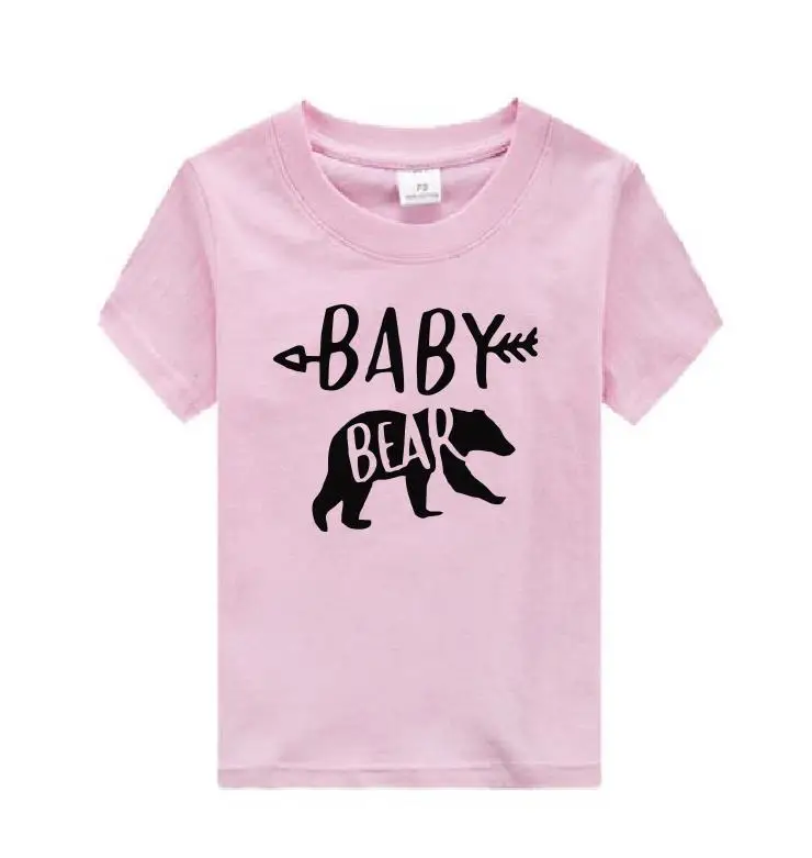 pink t KIDS BABY Одинаковые футболки для всей семьи с изображением медведя, мамы, медведя, папы, медведя, футболки, повседневные футболки с короткими рукавами для маленьких девочек, хлопковые футболки, Прямая поставка - Цвет: pink t KIDS BABY