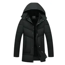 Мужская зимняя куртка теплая Толстая с капюшоном однотонная Зимняя парка ветрозащитная одежда уличная