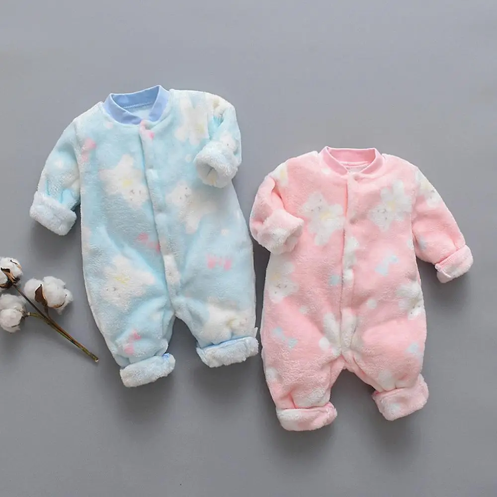 

Newborn Infant Baby Romper Kids Clothes Cartoon Bear Fleece Warm Romper Jumpsuit Baby Boy Girls Winter Soft Pajamas Cloth Hot 40