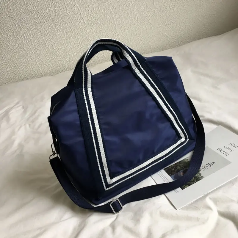 Женская модная большая дорожная сумка, водонепроницаемая нейлоновая спортивная сумка, Большая вместительная сумка на плечо, розовые сумки на выходные для девочек, багажные сумки - Цвет: Navy blue