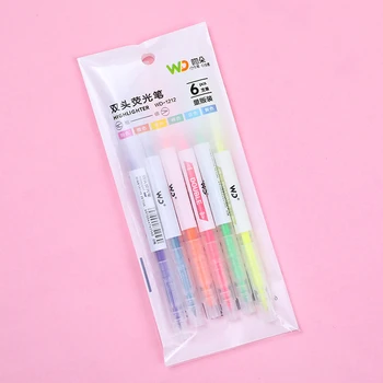

6 pcs / bag novelty double-head highlighter high-quality pastel liquid marker marker for school office