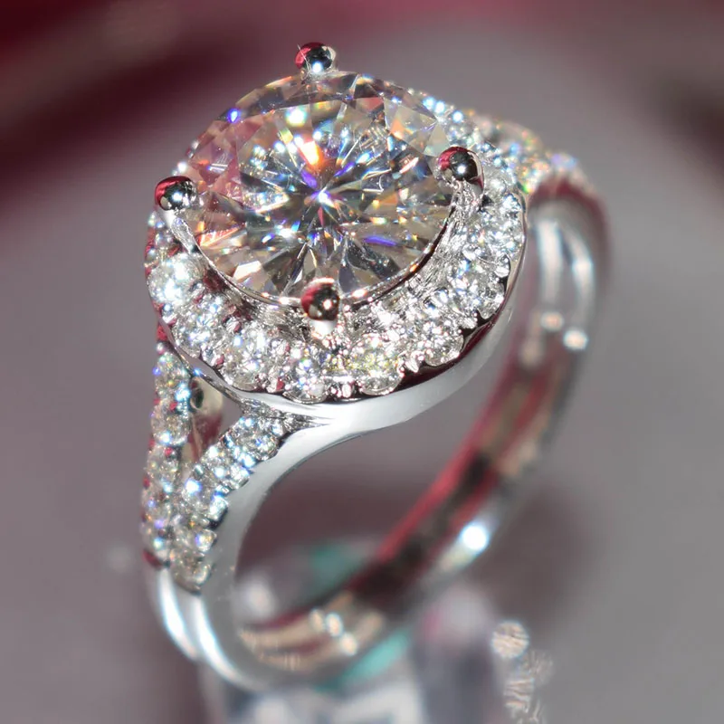 100% 18K Золотое кольцо 1ct D Цвет VVS Moissanite с бриллиантами обручальное национальным