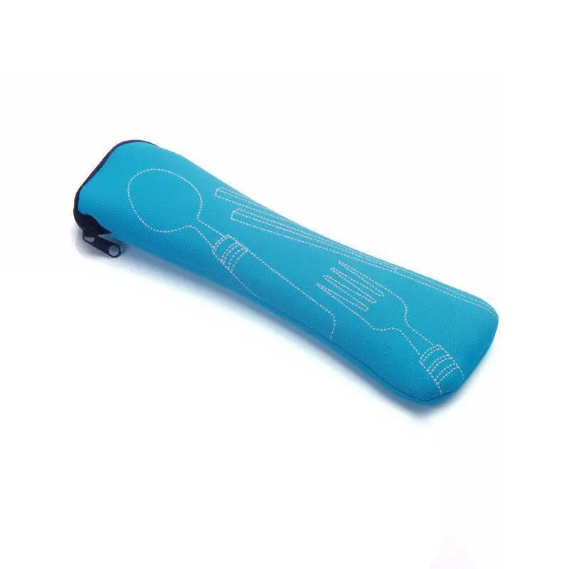 Light blue 4 шт./компл. палочки дозирующая детская ложка для ложка, вилка, столовые приборы посуда с Портативный сумка для Кухня бар ужин для путешествий походный набор посуды - Цвет: Light blue