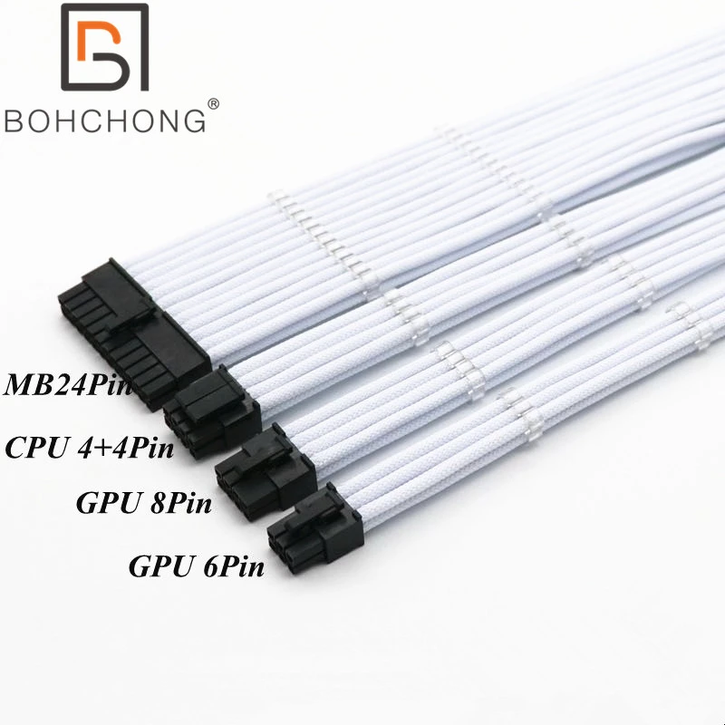 Logo Basic Extension Cable Kit 4mm PET 1pcs 24Pin ATX 1pcs CPU 8Pin 4+4Pin 2pcs GPU 8Pin PCI-E Power Extension Cable Cable Length : 700mm, Color : Cable White Logo Basic Extension Cable Kit 4mm PET 1pcs 24Pin ATX 1pcs CPU 8Pin 4+4Pin 2pcs GPU 8Pin PCI-E Power Extension Cable Cable Length : 700mm, Color : Cable White