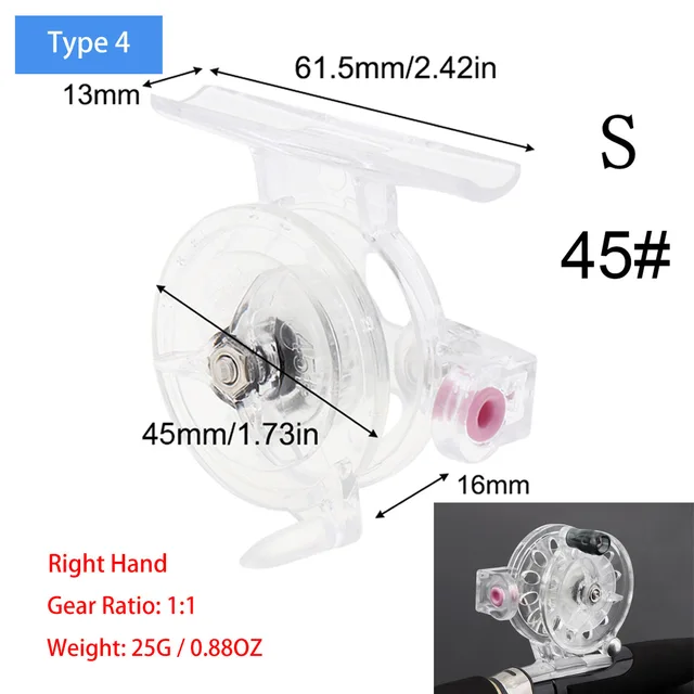 Mini Winter Ice Fishing Reel Ultralight 50mm 55mm 60mm Hand Reel Fly Fishing Line Wheel Carp Spool Pesca Fishing Goods Tackle type 4