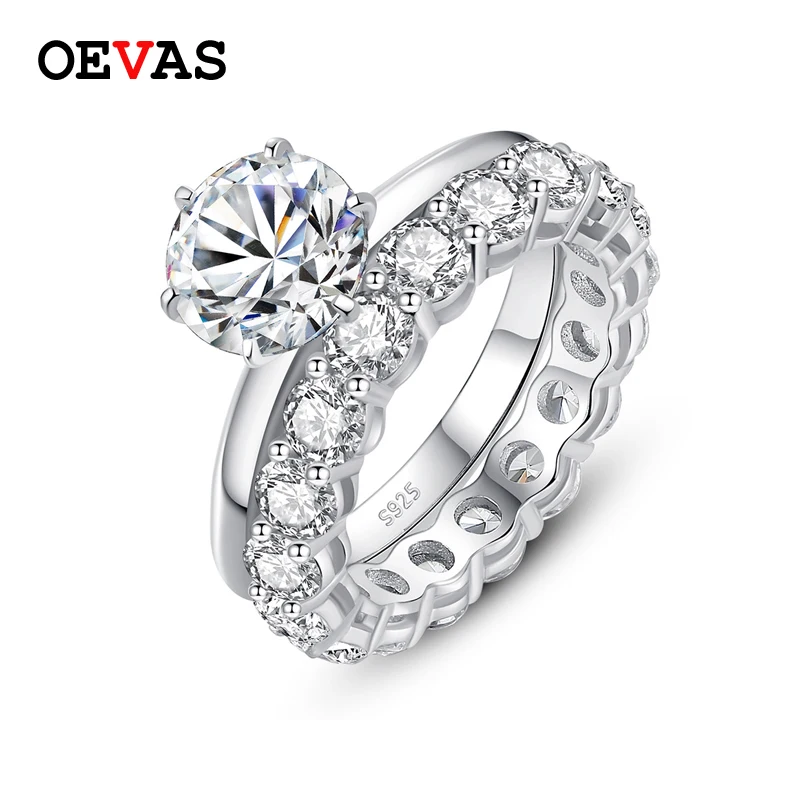 Набор колец для невесты OEVAS Real 2 Carats Moissanite высокое качество 100% Стерлинговое