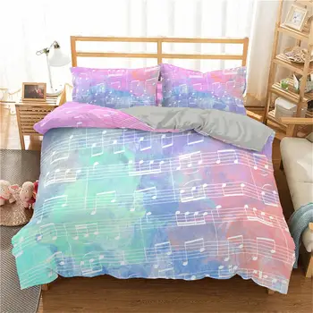 

ZEIMON Music Note Printed Duvet Cover Set 3D Modern Bedding Set Colorful Duvet Cover With Pillowcases 3pc Soft Bedspreads