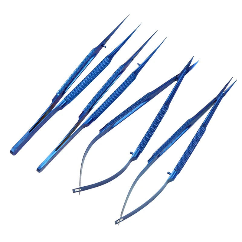 4pcs/set 14cm Titanium microsurgical instruments microsurgery instruments Kit scissors needle holder forceps 4pcs/set 14cm Titanium microsurgical instruments microsurgery instruments Kit scissors needle holder forceps