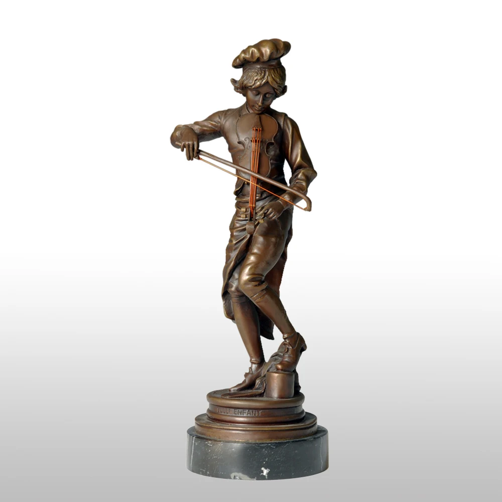 

ATLIE Classical Female Playing the Violin Bronze Statue Music Woman Violinist Sculpture Figurine Vintage Home Decoration