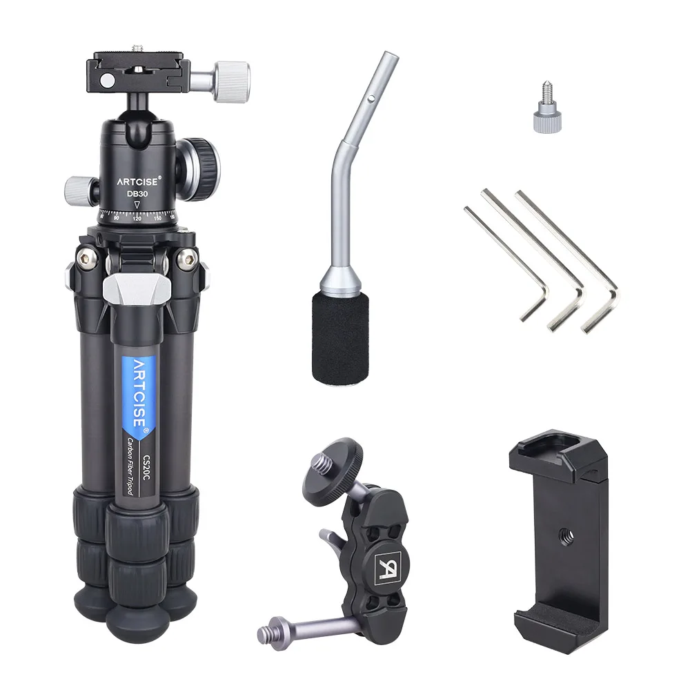 Tripé de Fibra de Carbono Tripé de Mesa Leve e Compacto com Alça com Cabeça Dslr e Celular Máxima de 10kg para Câmera Mini Portátil Esférica Carga - Image 6