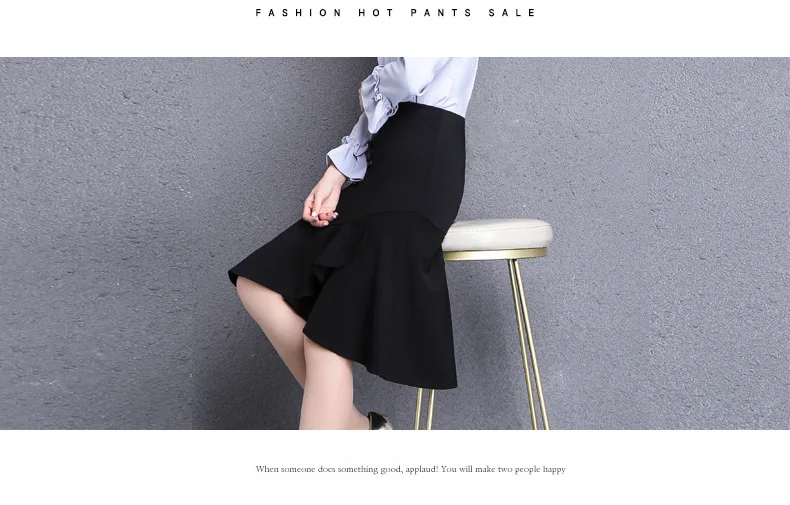 Черные юбки длинные женские осенние новые высокие карманы, набедренный falbala обернутый 1801