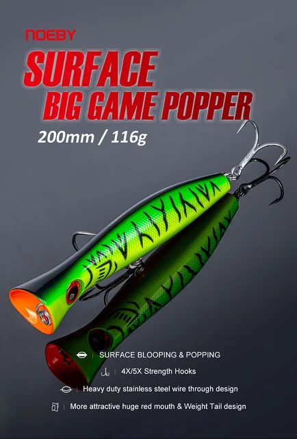 Fishing Big Game Popper Lures  Noeby Popper Lure Top Water - Big