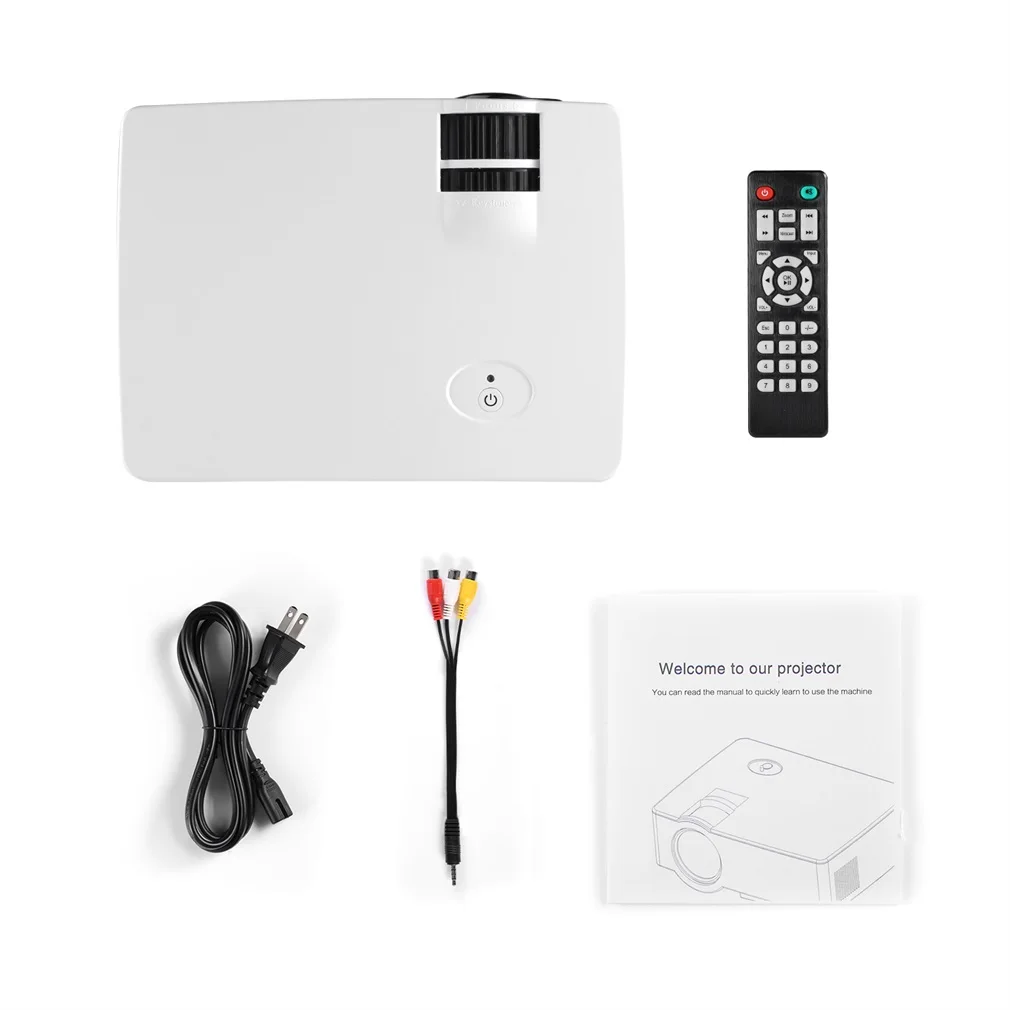 

White LCD Mini Projector 1500 LM 1080P Full HD 800 * 480 Video Home Cinema IR Remote Control Wired The Same Screen Japanese