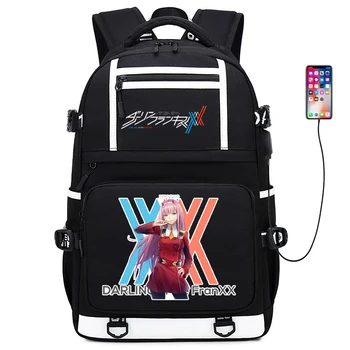 

DARLING in the FRANXX Wome Cute Backpack USB Charging Laptop Backpack Large Travel Bagpack Nylon School Bags Girl Anime Bookbag