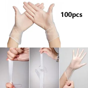 

use with mask more safety protect hands 100PCS Powder-free Thickened Transparent Gloves Disposable PVC Gloves high quality