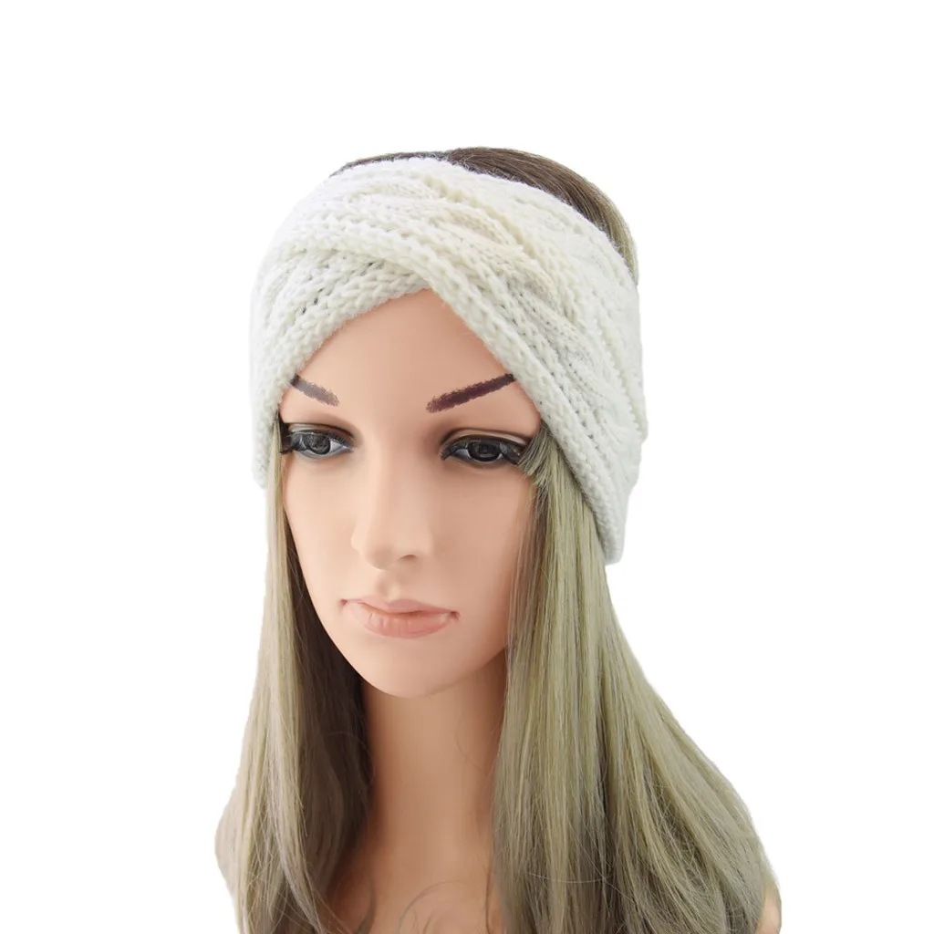 Women Warmer Ear Headband Thermal Hand Knitting Wool Cross Knot Head Hairband Turban Sweet Girls Hair Hairband Winter Headwear