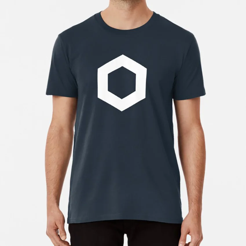 Белая футболка с логотипом Chainlink звено цепи chainlink block chain smart contract crypto currency bitcoin btc