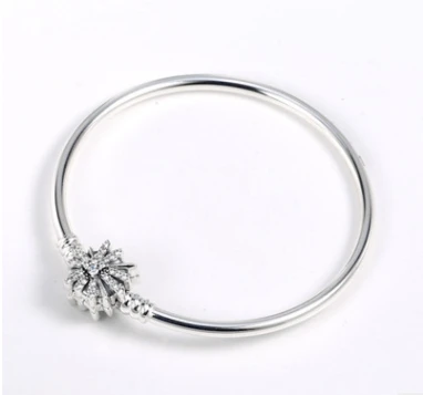 925 пробы серебряный браслет Сверкающая Звезда с кристальной застежкой змейка браслет цепочка подходит из бисера Шарм ювелирные изделия