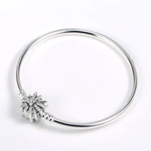 925 пробы серебряный браслет Сверкающая Звезда с кристальной застежкой змейка браслет цепочка подходит из бисера Шарм ювелирные изделия