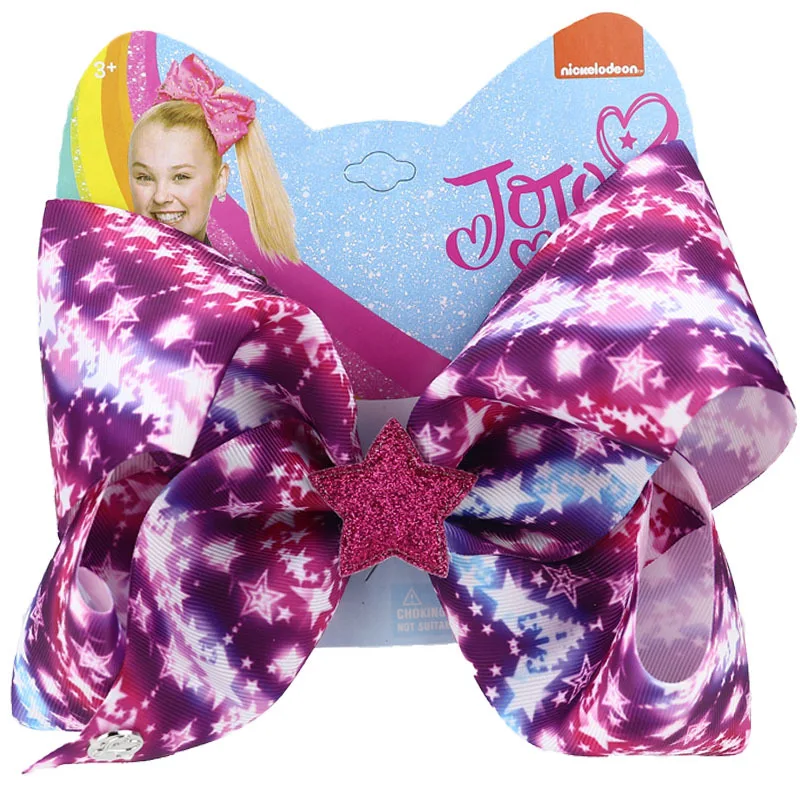 8 дюймов jojo siwa Baby Girls большие Jojo банты принт Красивый Узор Шпилька заколка для волос цветная лента аксессуары для волос для маленьких девочек