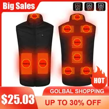 9 Areas Heated Vest Jacket Men Winter USB Electrically Sleeveless Thermal Warm Waistcoat for Motor Riding Hunting Hiking 발열조끼