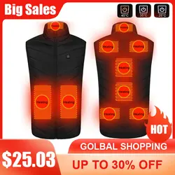 9 Areas Heated Vest Jacket Men Winter USB Electrically Sleeveless Thermal Warm Waistcoat for Motor Riding Hunting Hiking 발열조끼