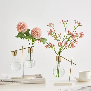 

NORDIC DECORATION HOME TRANSPARENT HYDROPONIC GLASS VASE HOME DECORATION ACCESSORIES MODERN GOLD VASE TERRARIUM VASES FOR FLOWER