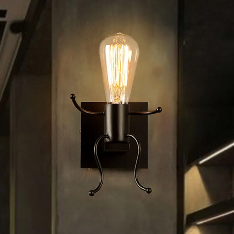 Creative Vintage wall lamp E27 Man shape sconce Cute light Iron interior wall light for Bedroom Office Cafe Bar Not have Bulb Creative Vintage wall lamp E27 Man shape sconce Cute light Iron interior wall light for Bedroom Office Cafe Bar Not have Bulb