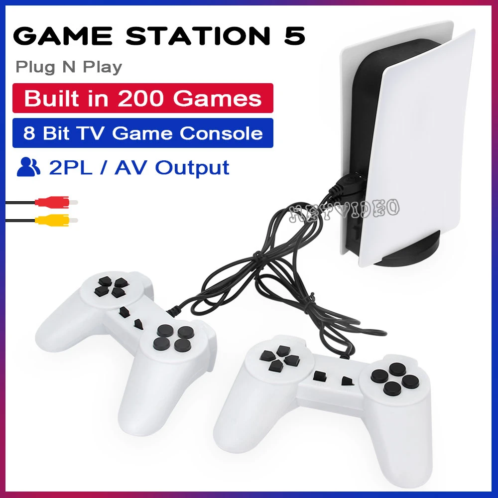 Video Game Console Retro Game Station 5 With 200 Classic Games 2 Wired Controllers TV Video Game Player AV Output