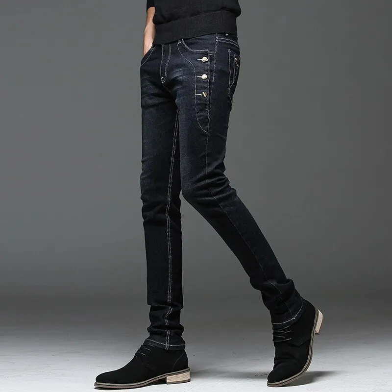 2019 новые весенние для мужчин джинсы для женщин Черный Классический модельер деним обтягивающие мужские джинсы's повседневное высокое