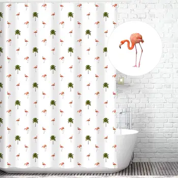 

Pink Flamingo & Palm Tree Shower Curtain Liner (100% Polyester Fabric, Waterproof and Mildew Resistant + Weighted Bottom) - 72 x