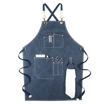 

Barber Kitchen Restaurant Work Apron Antifouling Canvas Chef Cooking Kitchen Apron for Women Men Cafe Shop Hairdresser Apron