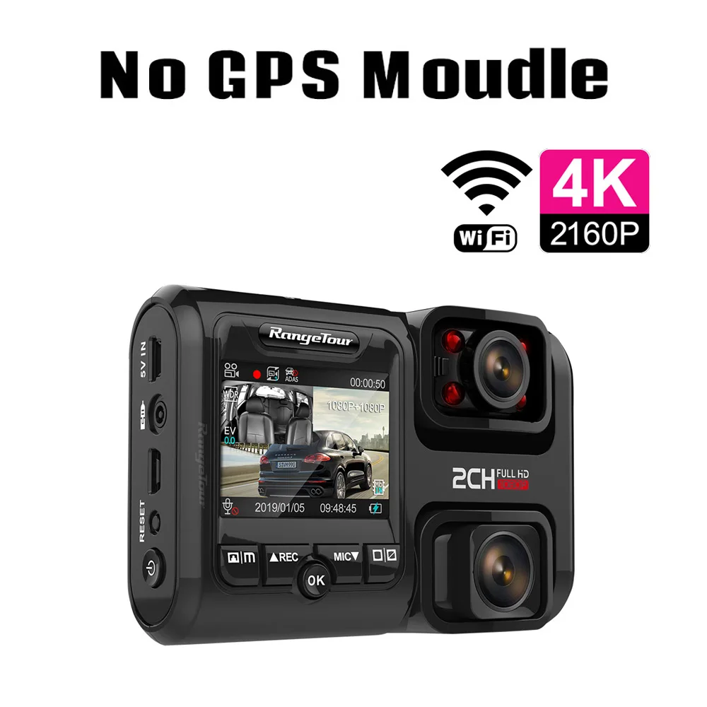 Wi-Fi, gps регистратор, двойной объектив, Автомобильный видеорегистратор, 4 K, 2160P Novatek, 96663 чип, sony IMX323, датчик ночного видения, двойная камера, видеорегистратор D30H - Название цвета: No GPS Moudle