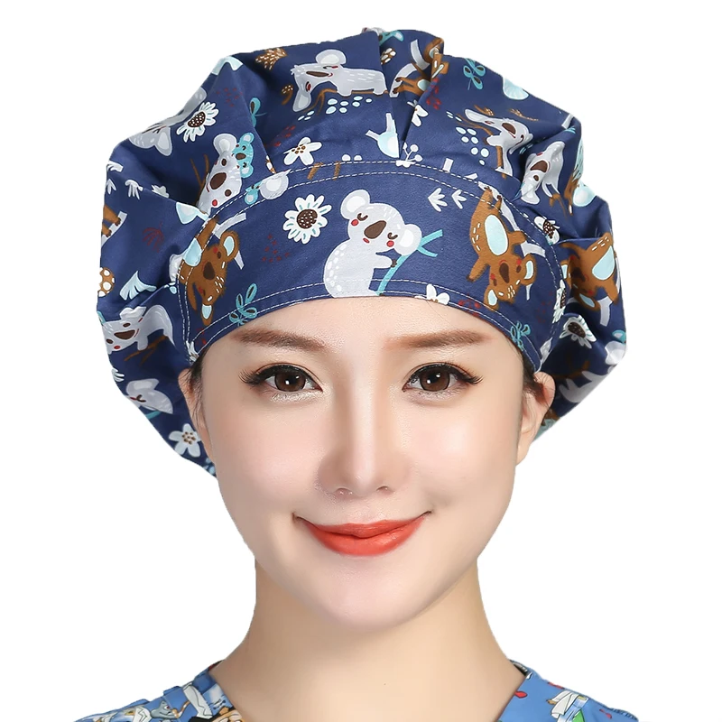 Christmas Scrubs Hats Printed Cotton 
