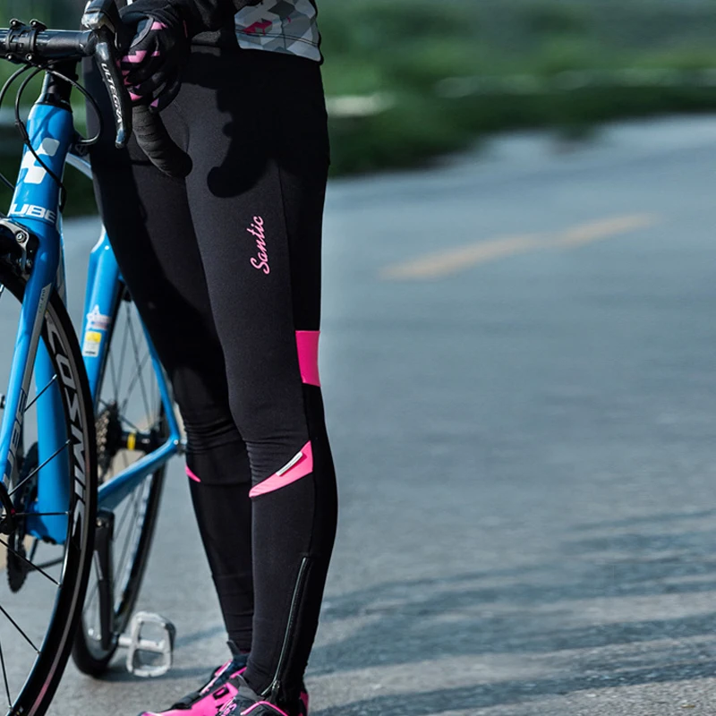 Santic профессия 4D мягкий Для женщин велосипедные штаны осень-зима Утепленная Одежда MTB горный велосипед Колготки ветрозащитный Велосипедный спорт спортивные брюки