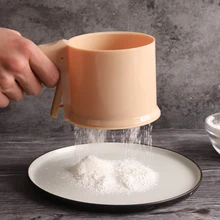 Flour Sifter Handheld Powder Flour Icing Sugar Mesh Sieve Cup Colander Crank Sifter Kitchen Bake Pastry Tool With Measure Scale