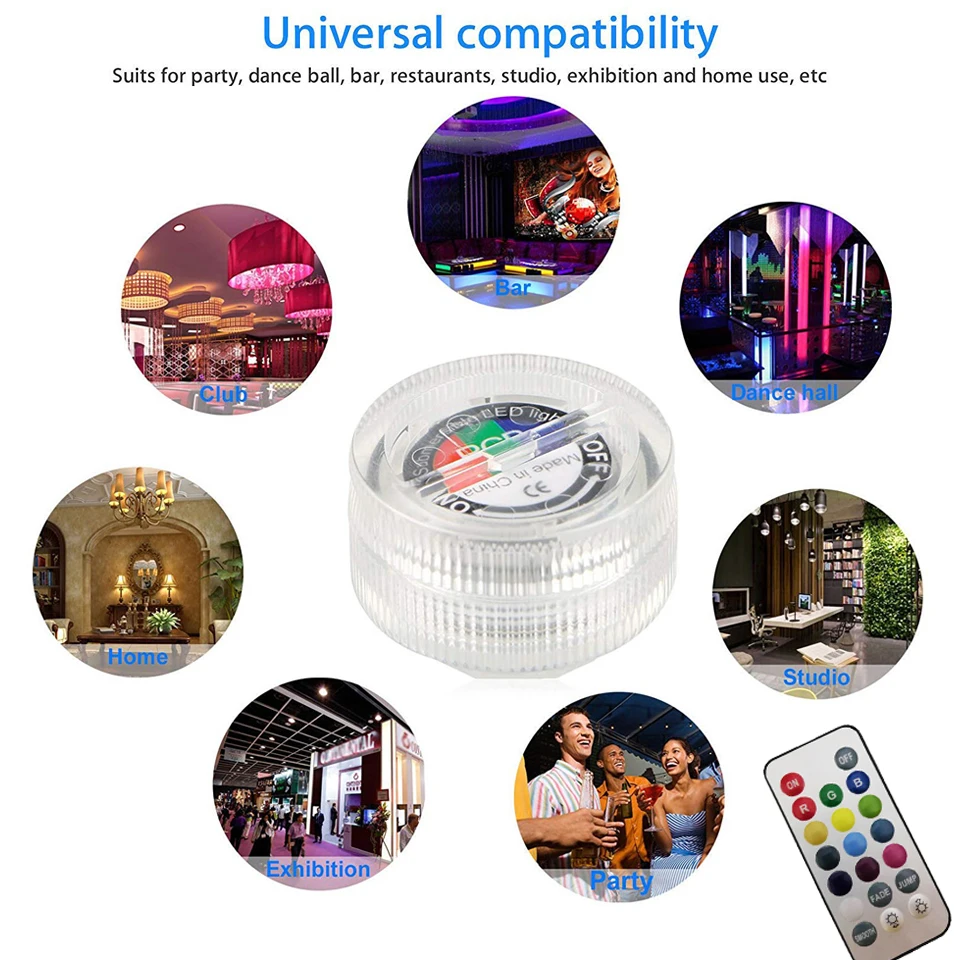 Waterproof Swimming Pool Night Light Atmosphere Lamp Battery Operate RGB Submersible LED Underwater Light for Wedding Xmas Party