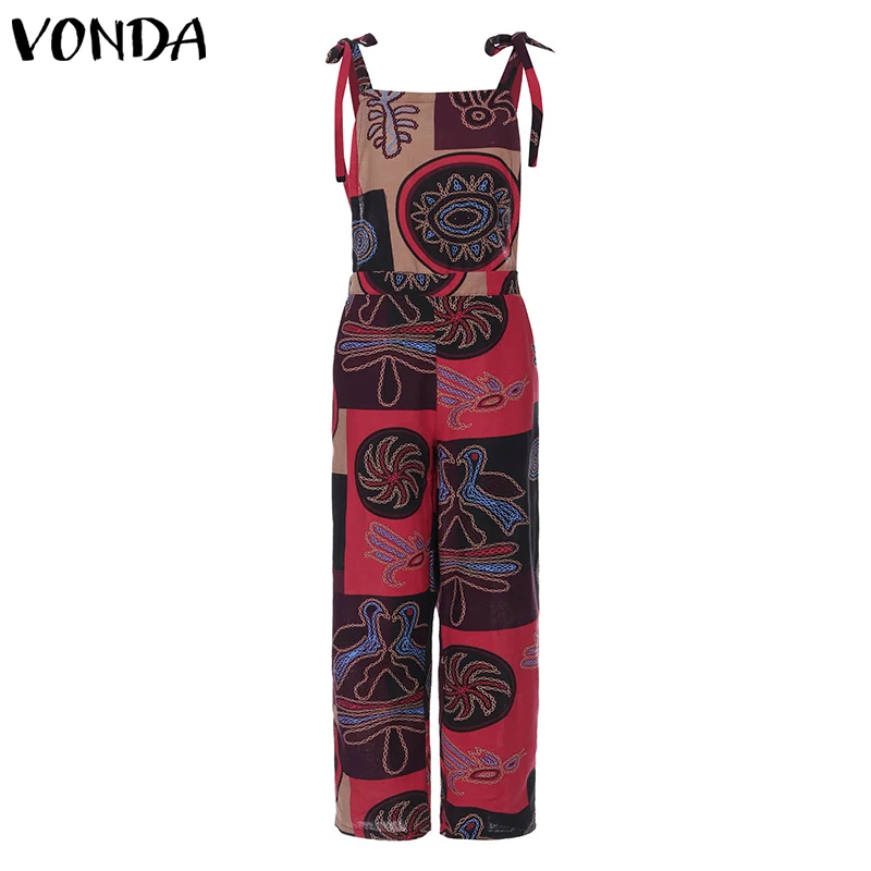 VONDA, женские комбинезоны без рукавов, s, комбинезоны, повседневные, свободные, на лямках, сексуальные комбинезоны, Комбинезоны для женщин, Pantalon размера плюс, штаны