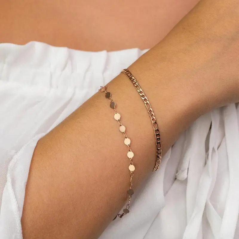 Mavis Hare базовый браслет из нержавеющей стали, набор из 2 предметов, 18,5 см, браслет-цепочка, подарок на Рождество